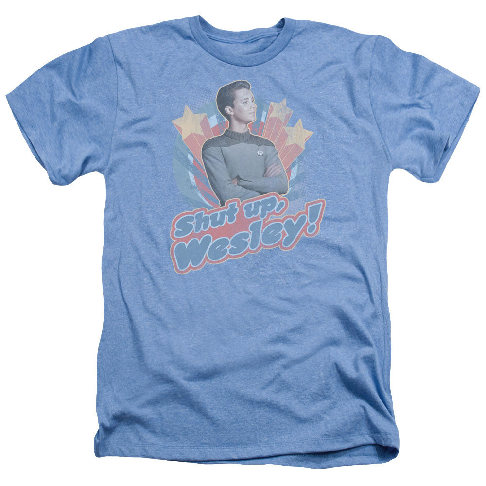 Star Trek Shut Up Wesley Adult Size Heather Style T-Shirt.