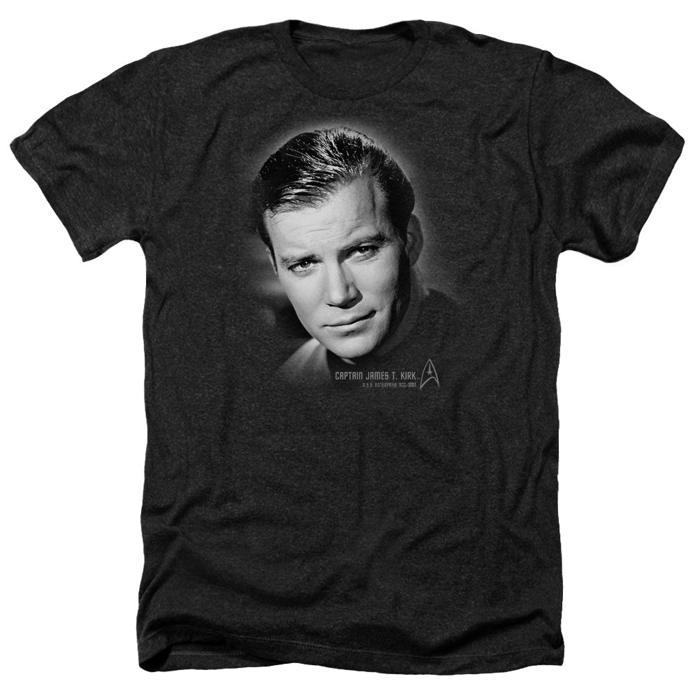 Star Trek Captain Kirk Portrait Adult Size Heather Style T-Shirt.