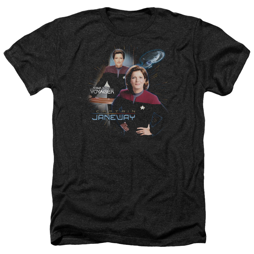 Star Trek Captain Janeway Adult Size Heather Style T-Shirt.