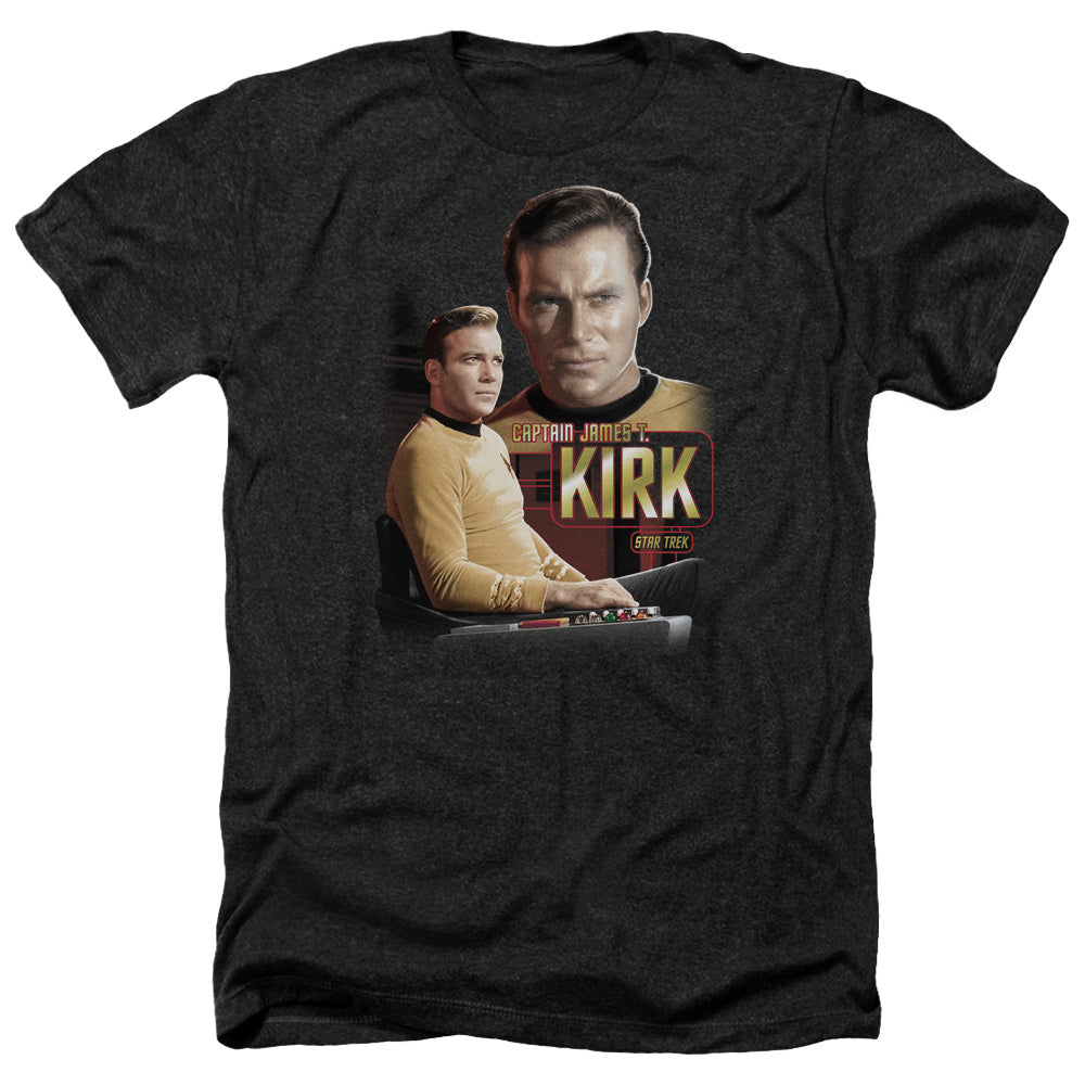 Star Trek Captain Kirk Adult Size Heather Style T-Shirt.