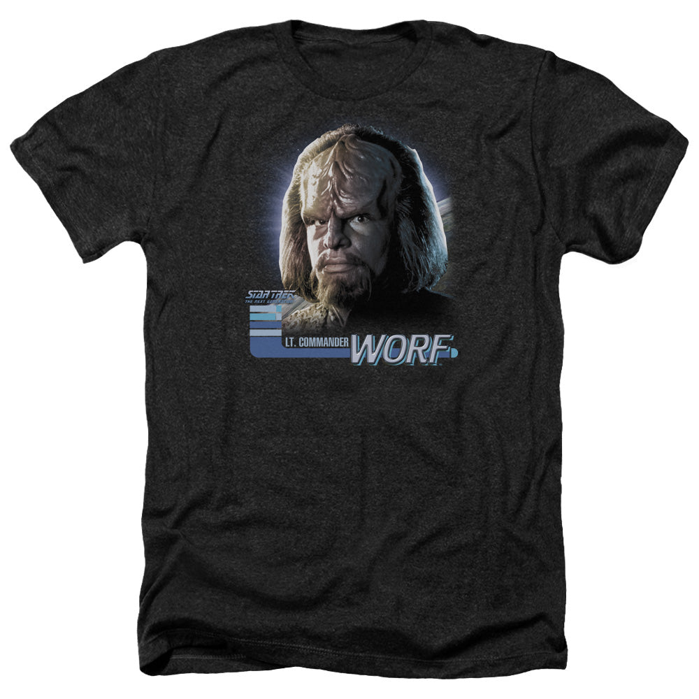 Star Trek The Next Generation Worf Adult Size Heather Style T-Shirt.