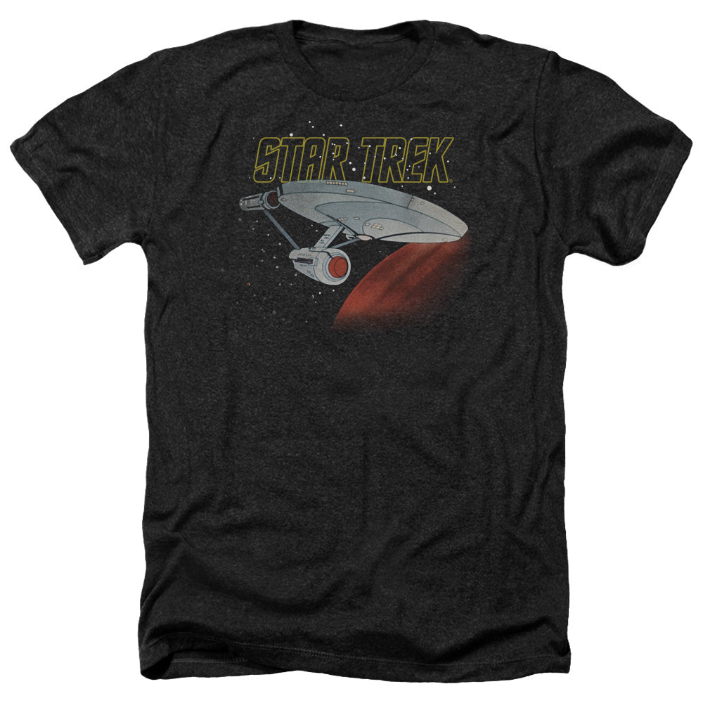 Star Trek Retro Enterprise Adult Size Heather Style T-Shirt.