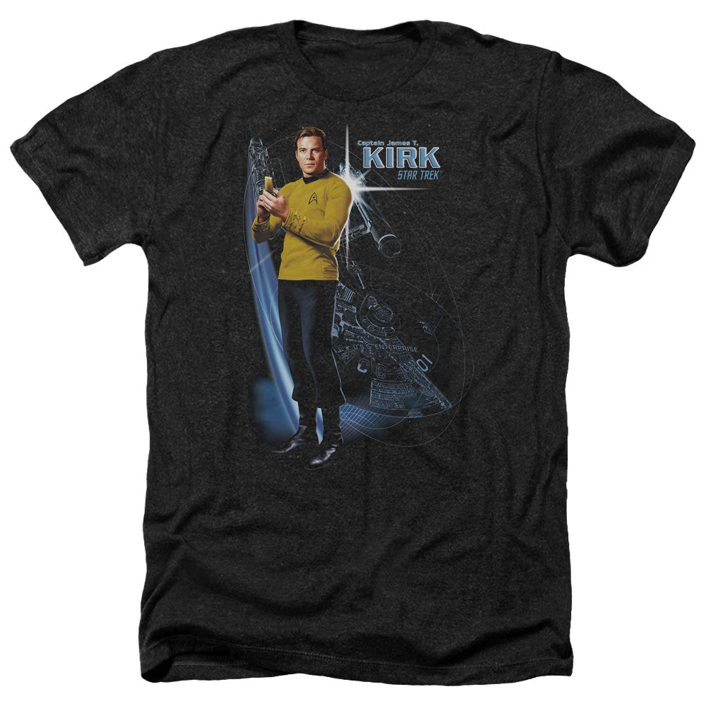 Star Trek Galactic Kirk Adult Size Heather Style T-Shirt.
