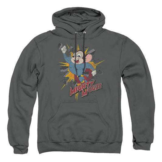 MIGHTY MOUSE : BREAK THROUGH ADULT PULL OVER HOODIE Charcoal XL