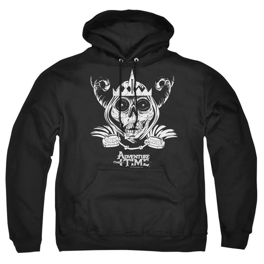 ADVENTURE TIME : SKULL FACE ADULT PULL-OVER HOODIE Black 2X