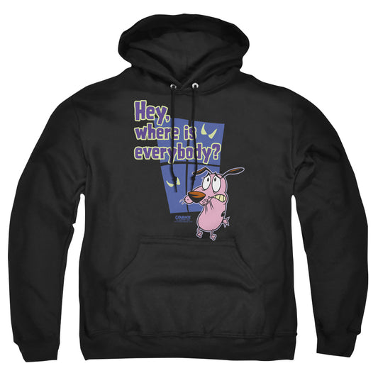 COURAGE THE COWARDLY DOG : WHERE IS EVERYBODY ADULT PULL OVER HOODIE Black MD