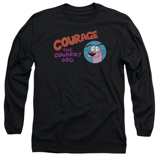 COURAGE THE COWARDLY DOG : COURAGE LOGO L\S ADULT T SHIRT 18\1 Black LG