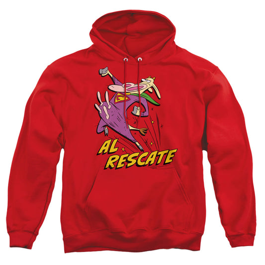 COW AND CHICKEN : AL RESCATE ADULT PULL OVER HOODIE Red LG
