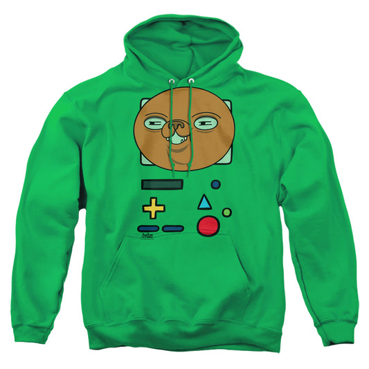 ADVENTURE TIME : BMO MASK ADULT PULL-OVER HOODIE KELLY GREEN 2X