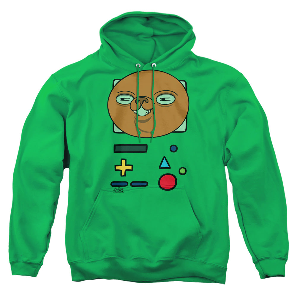ADVENTURE TIME : BMO MASK ADULT PULL-OVER HOODIE KELLY GREEN SM