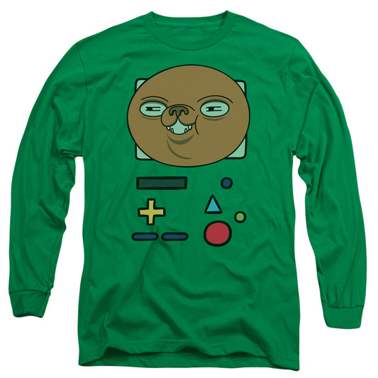 ADVENTURE TIME : BMO MASK L\S ADULT T SHIRT 18\1 Kelly Green SM