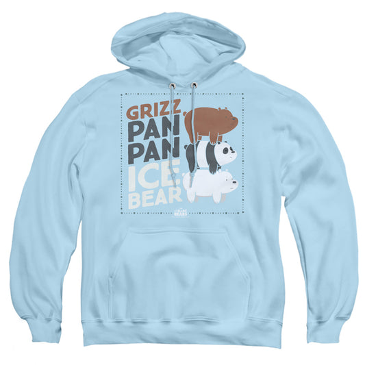 WE BARE BEARS : GRIZZ PAN PAN ICE BEAR ADULT PULL OVER HOODIE LIGHT BLUE MD