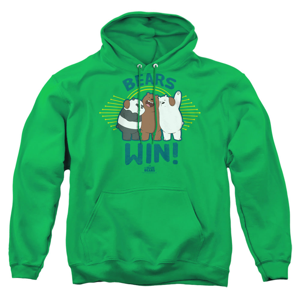 WE BARE BEARS : BEARS WIN ADULT PULL OVER HOODIE KELLY GREEN 2X