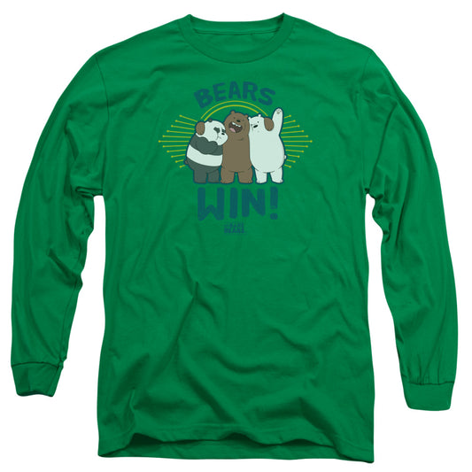 WE BARE BEARS : BEARS WIN L\S ADULT T SHIRT 18\1 Kelly Green MD