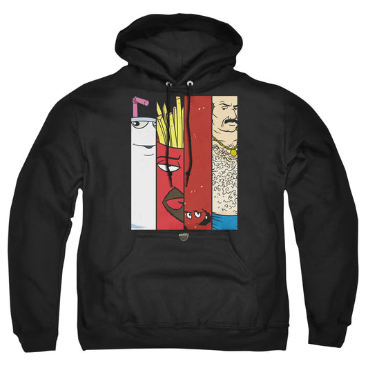 AQUA TEEN HUNGER FORCE : GROUP TILES ADULT PULL OVER HOODIE Black 2X