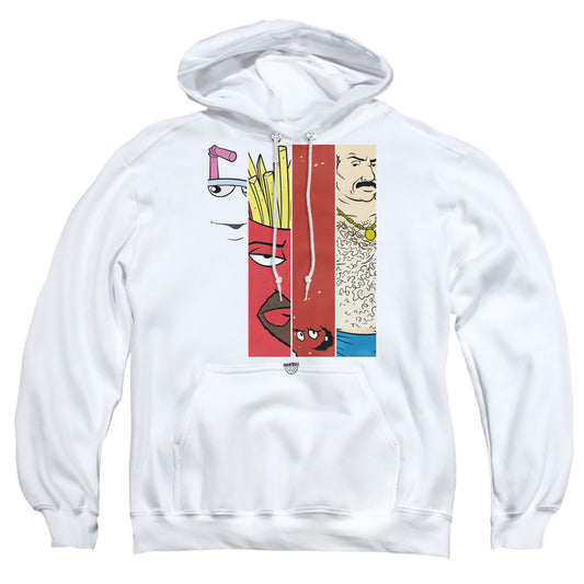 AQUA TEEN HUNGER FORCE : GROUP TILES ADULT PULL OVER HOODIE White LG