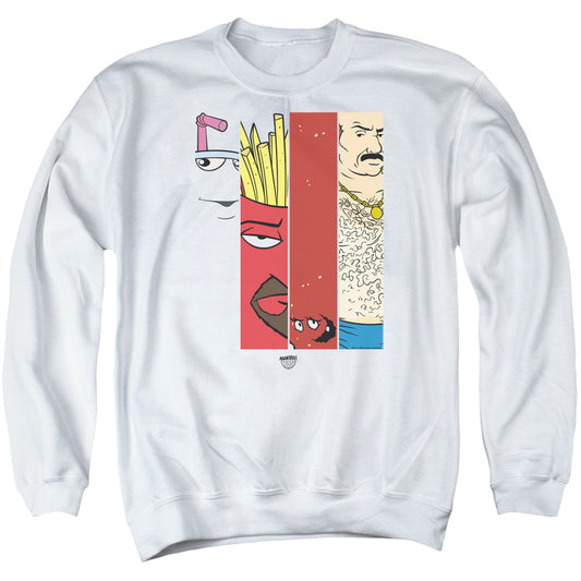 AQUA TEEN HUNGER FORCE : GROUP TILES ADULT CREW SWEAT White MD