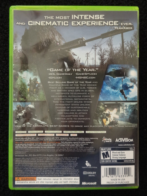 Call of Duty 4 Modern Warfare (PC 2007) With Case/Box & BooK CD SEE  DESCRIPTION