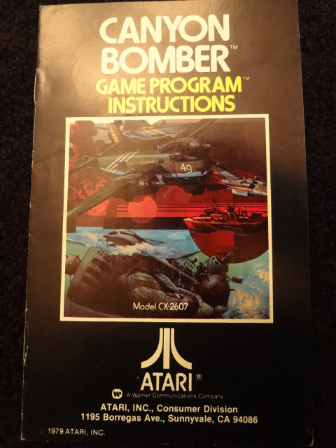 Canyon Bomber Instruction Booklet Atari 2600