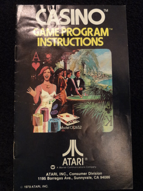 Casino Instruction Booklet Atari 2600