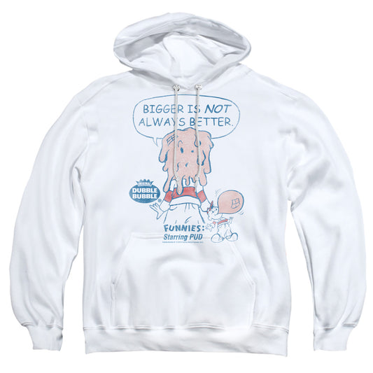 DUBBLE BUBBLE : BIGGER ADULT PULL OVER HOODIE White SM