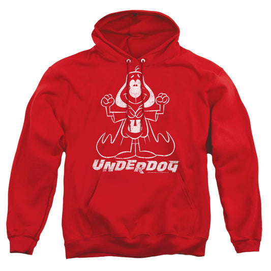 UNDERDOG : OUTLINE UNDER ADULT PULL OVER HOODIE Red 2X