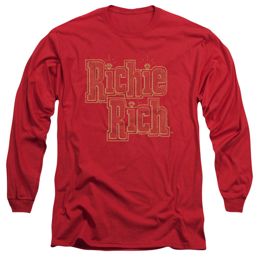 RICHIE RICH : STACKED L\S ADULT T SHIRT 18\1 Red LG