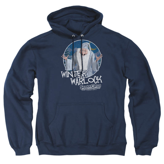SANTA CLAUS IS COMIN TO TOWN : WINTER WARLOCK ADULT PULL OVER HOODIE Navy SM