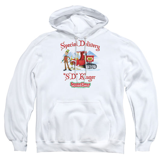 SANTA CLAUS IS COMIN TO TOWN : KLUGER ADULT PULL OVER HOODIE White 2X