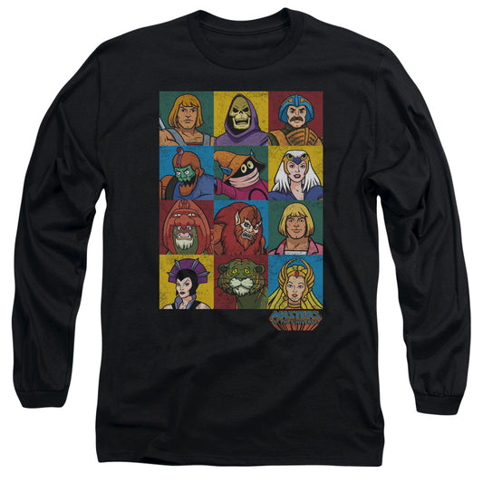 MASTERS OF THE UNIVERSE : CHARACTER HEADS L\S ADULT T SHIRT 18\1 Black LG