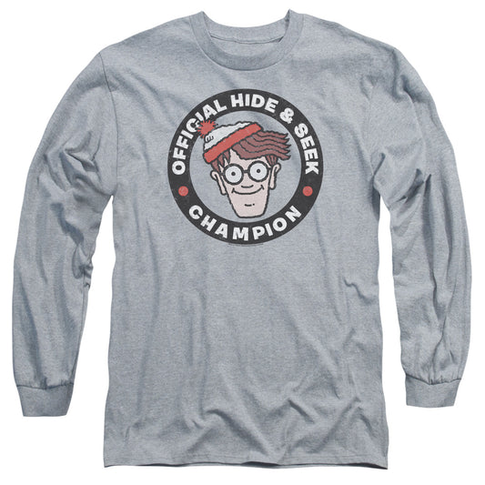 WHERE'S WALDO : CHAMPION L\S ADULT T SHIRT 18\1 Athletic Heather MD