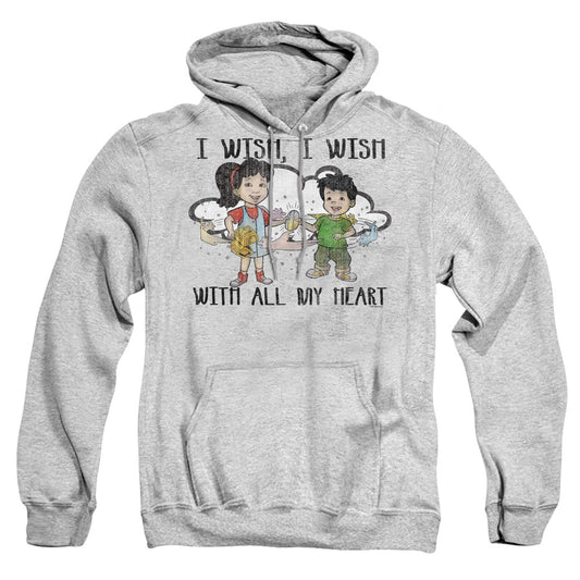 DRAGON TALES : I WISH WITH ALL MY HEART ADULT PULL OVER HOODIE Athletic Heather LG