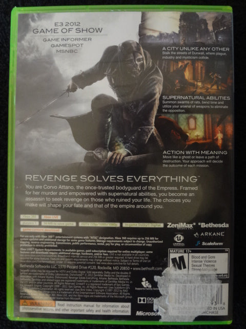 Dishonored Microsoft Xbox 360