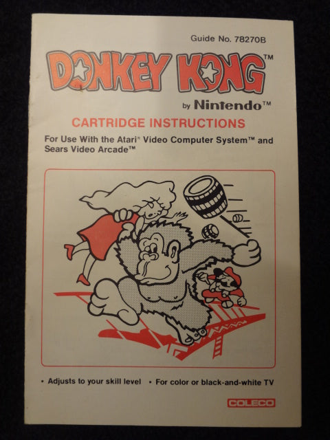 Donkey Kong Instruction Booklet Atari 2600