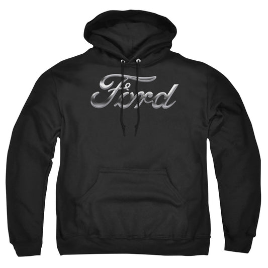 FORD : CHROME FORD LOGO ADULT PULL OVER HOODIE Black 2X