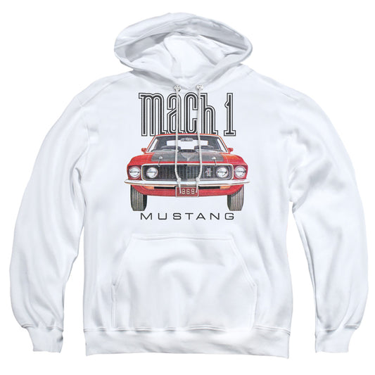 FORD MUSTANG : 69 MACH 1 ADULT PULL OVER HOODIE White 2X