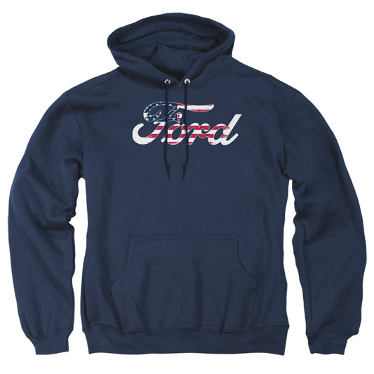 FORD : FLAG LOGO ADULT PULL OVER HOODIE Navy SM