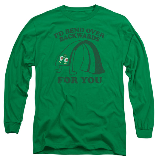 GUMBY : BEND BACKWARDS L\S ADULT T SHIRT 18\1 Kelly Green 2X