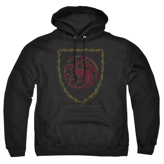 HOUSE OF THE DRAGON : DRAGON SHIELD VINTAGE DARK ADULT PULL OVER HOODIE Black 2X