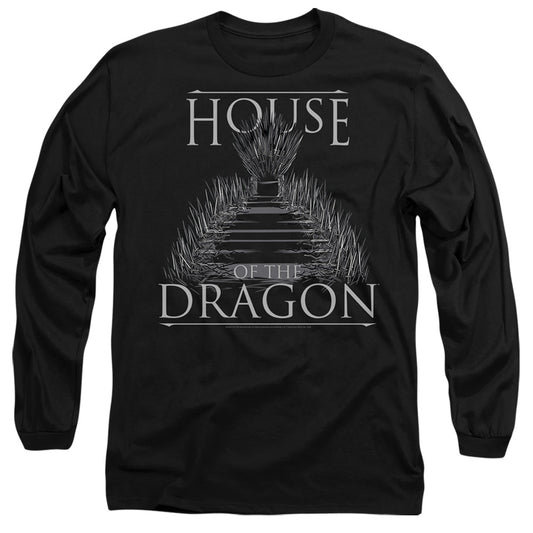 HOUSE OF THE DRAGON : SWORD THRONE L\S ADULT T SHIRT 18\1 Black 2X