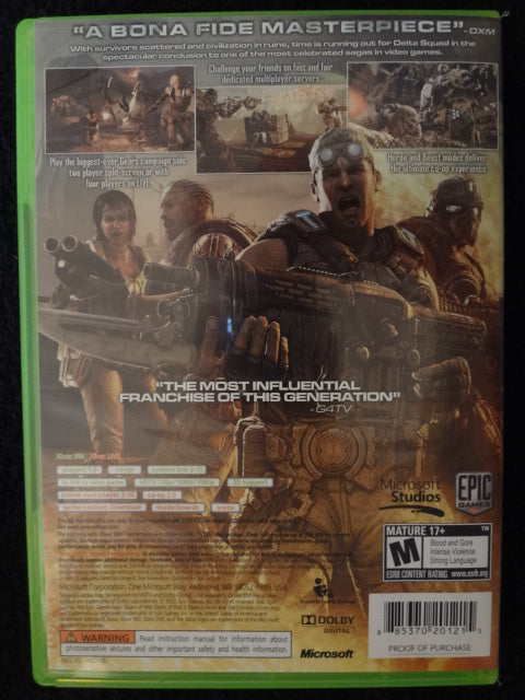 Gears Of War 3 Microsoft Xbox 360