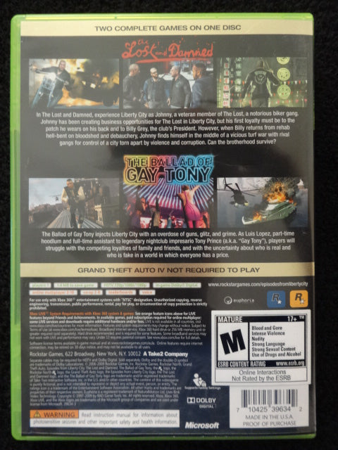Grand Theft Auto Episodes From Liberty City Microsoft Xbox 360