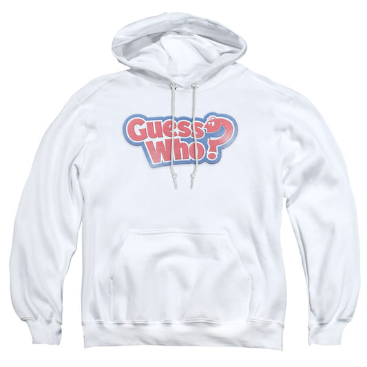 GUESS WHO : GUESS WHO DISTRESSED LOGO ADULT PULL OVER HOODIE White 3X