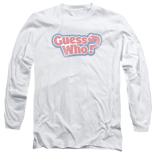 GUESS WHO : GUESS WHO DISTRESSED LOGO L\S ADULT T SHIRT 18\1 White LG
