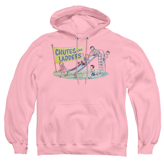 CHUTES AND LADDERS : OLD SCHOOL ADULT PULL OVER HOODIE Pink 2X