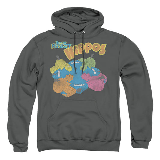 HUNGRY HUNGRY HIPPOS : READY TO PLAY ADULT PULL OVER HOODIE Charcoal 2X