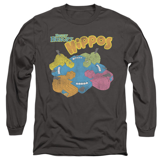 HUNGRY HUNGRY HIPPOS : READY TO PLAY L\S ADULT T SHIRT 18\1 Charcoal MD