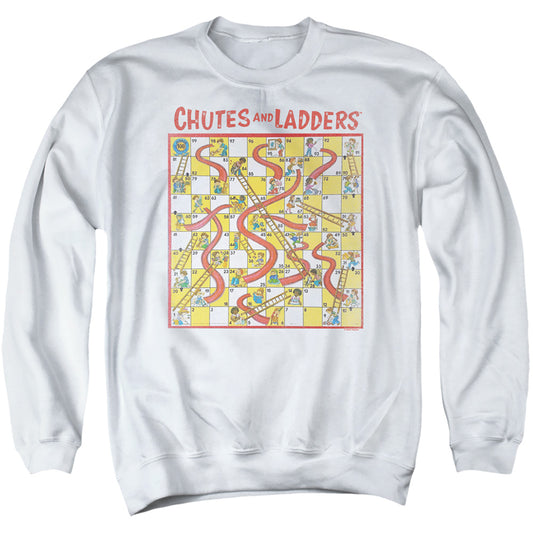 CHUTES AND LADDERS : 79 GAME BOARD ADULT CREW SWEAT White LG