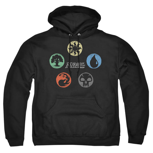 MAGIC THE GATHERING : 5 COLORS ADULT PULL OVER HOODIE Black 2X