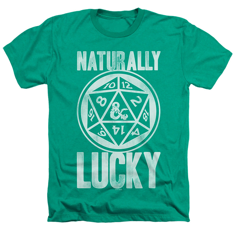 Dungeons And Dragons Naturally Lucky Adult Size Heather Style T-Shirt Kelly Green